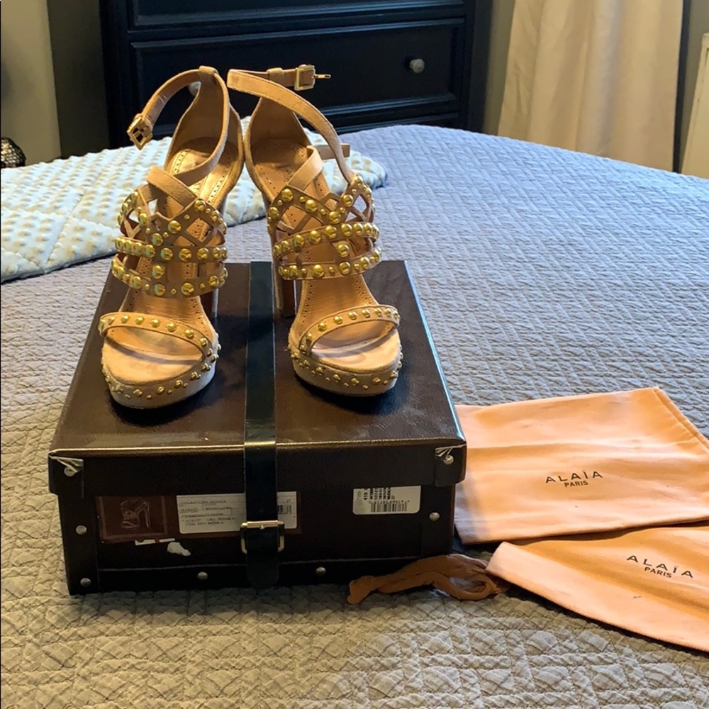 Alaia suede studded sandal